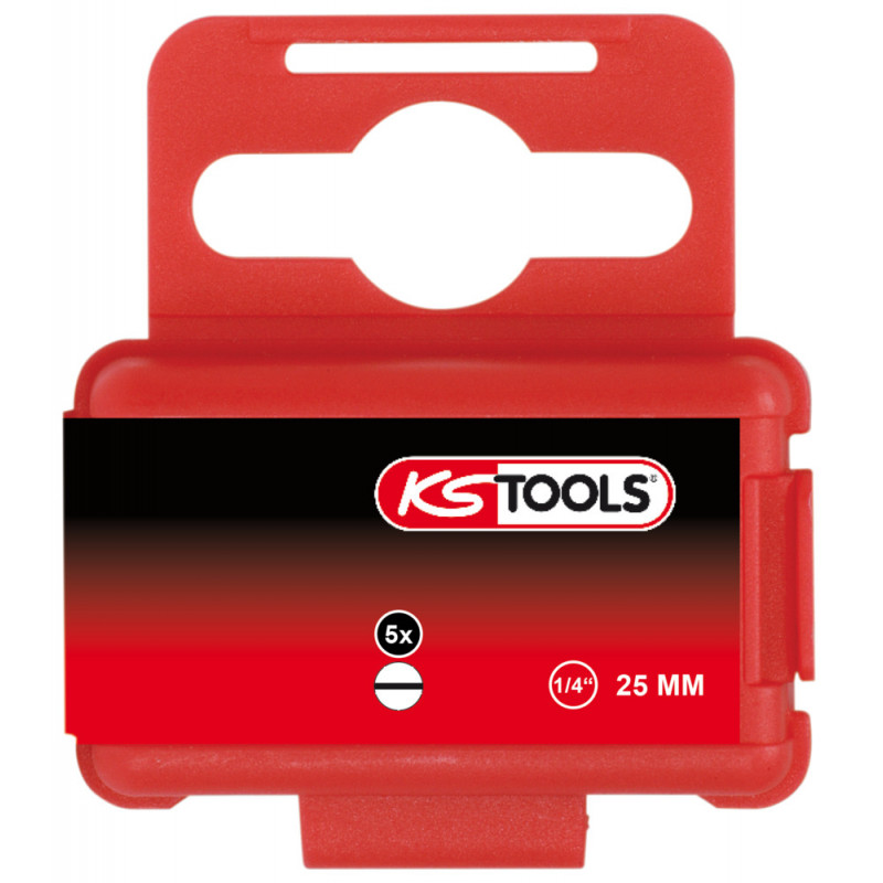 Boîte de 5 embouts de vissage Fente, L.25 mm - 1/4'' - 4,5 mm KS Tools | 911.2241
