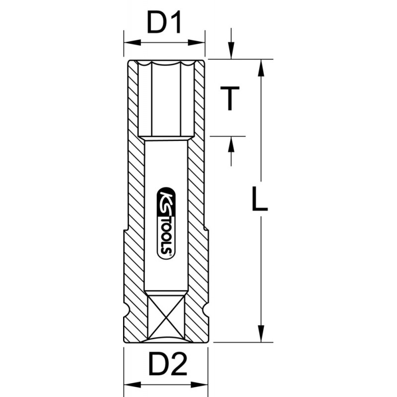 Douille à chocs 1/2'', revêtement ABS pour jantes aluminium, 17 mm KS Tools | 515.2017