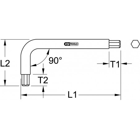 Clé mâle 6 pans TITANplus 1/8'' mm, L. 63mm KS Tools | 965.0505