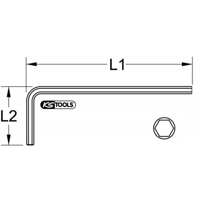Clé mâle brunie longue, 6 pans 7/16" - KS Tools | 151.2531