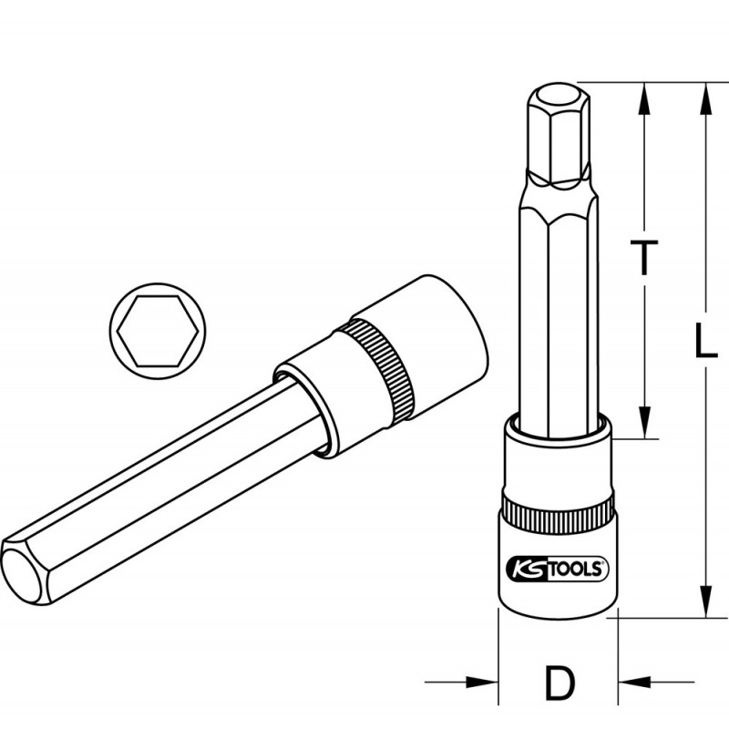 Douille tournevis ULTIMATE 6 pans 3/8'', L.110 mm - KS Tools