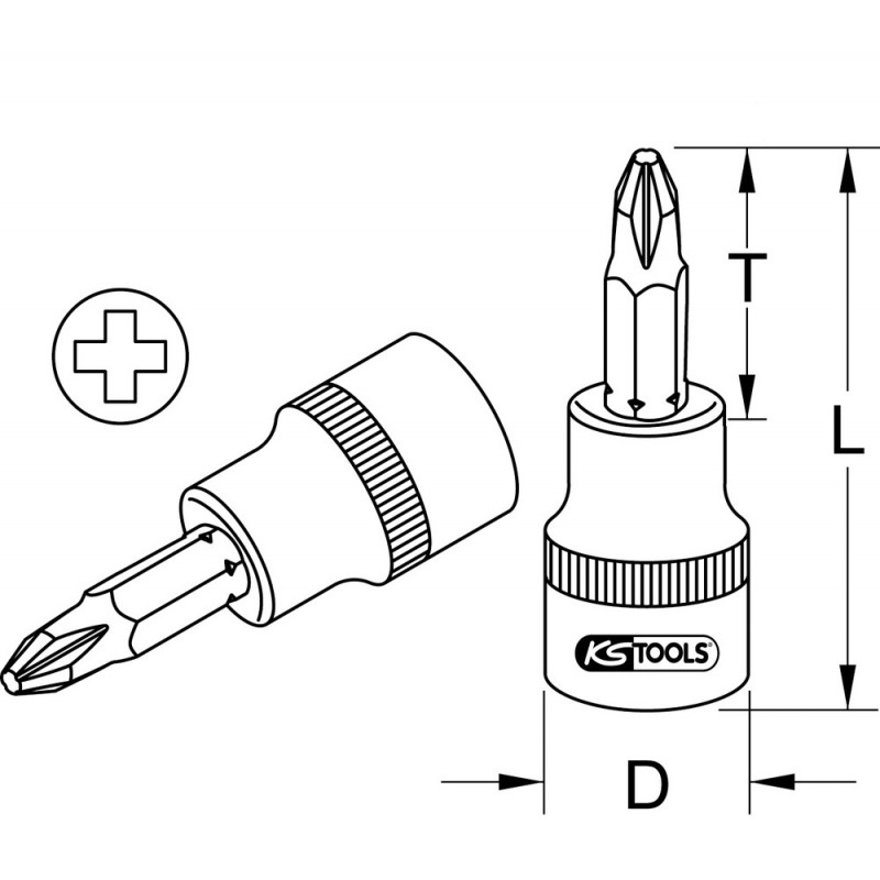 Douille tournevis ULTIMATE PHILLIPS 1/2", L.55 mm - PH2 " - KS Tools | 922.1655