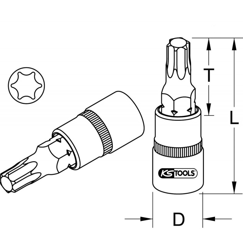 Douille tournevis ULTIMATE TORX 1/2", L.55 mm - T27 " - KS Tools | 922.1682