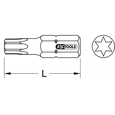 Embout de vissage TORX®, L.30 mm - A 10 mm - T25 KS Tools | 930.2025