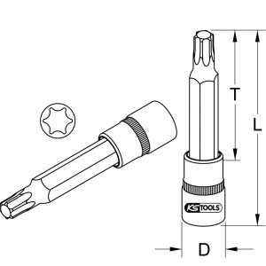 Douille tournevis ULTIMATE TORX 1/2", L.110 mm - T55" - KS Tools | 922.1735