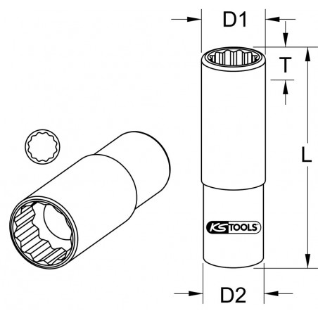 Douille longue 12 pans ULTIMATE 1/2", 15 mm " - KS Tools | 922.1274