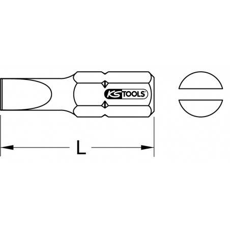 Embout de vissage Fente, L.30 mm -  5/16'' - 12 mm KS Tools | 911.5143