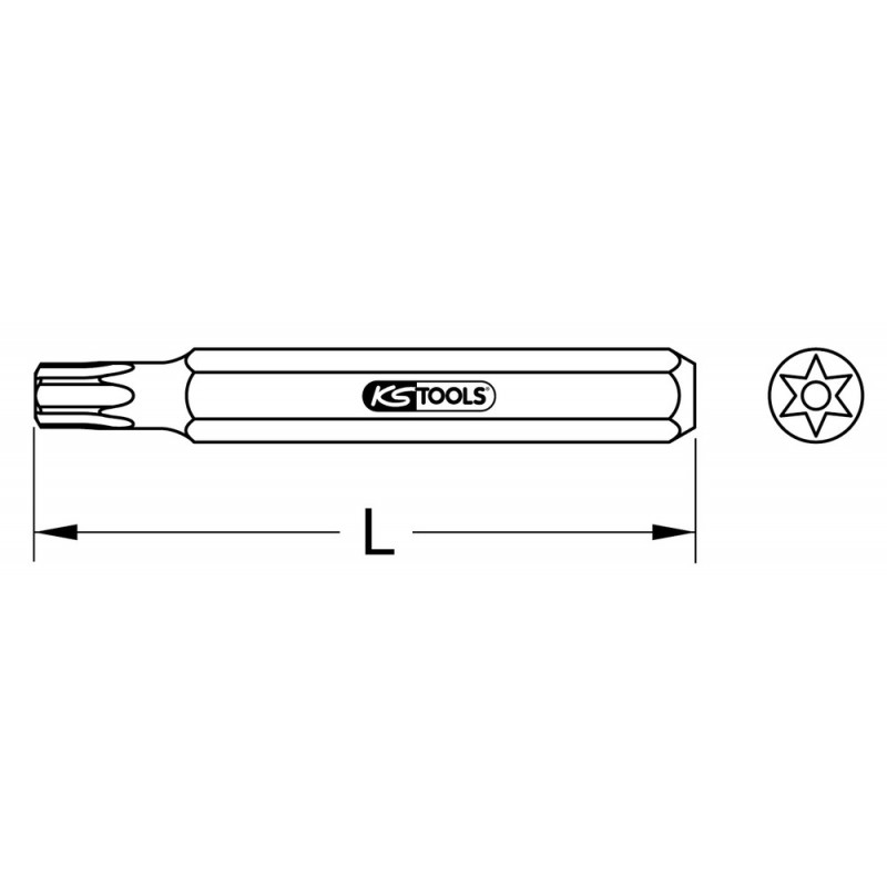 Embout de vissage TORX® percé, L.75 mm - A 10 mm - T25 KS Tools | 975.2125