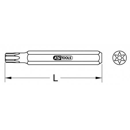 Embout de vissage TORX® percé, L.75 mm - A 10 mm - T30 KS Tools | 975.2130