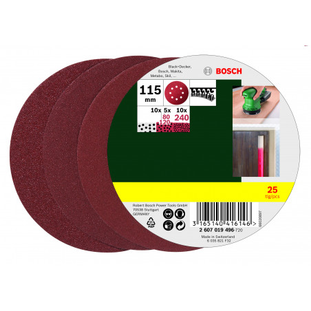 25 ABR. EXCENTRIQUE 115MM GR.80-240 - BOSCH | 2 607 019 496