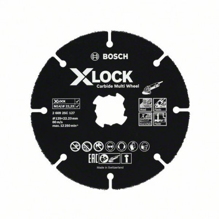 Disques à tronçonner Carbide Multi Wheel X-LOCK 125 mm: 1 mm: 22,23 mm - BOSCH | 2 609 25C 127