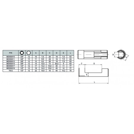 DOUILLE OUVERTE 3/8 14 - Bahco | BE550014
