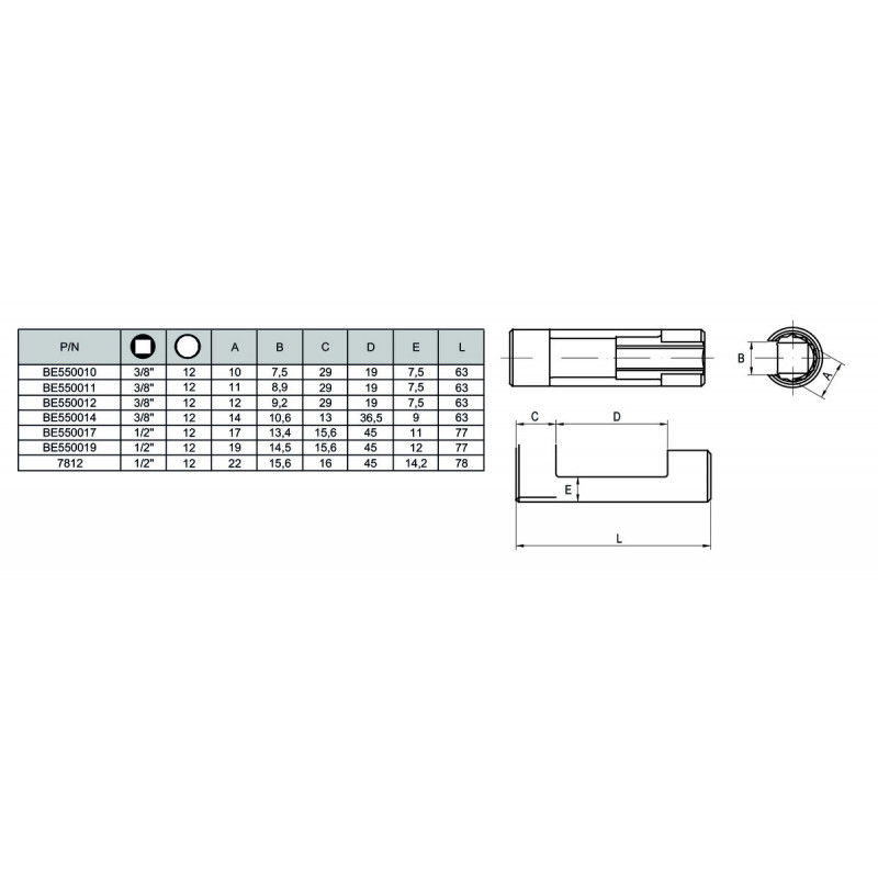 DOUILLE OUVERTE 3/8 17 - Bahco | BE550017