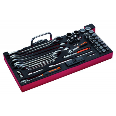 Jeu d’outils en pouces, module mousse pour caisses à outils 1483K & 1483KHD - 77 pcs - Bahco | FF3A14