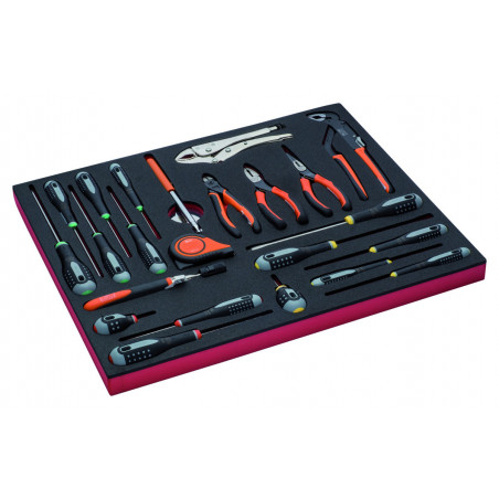Jeu de tournevis/pinces, module mousse 3/3 Fit&Go - 23 pcs - Bahco | FF1A06