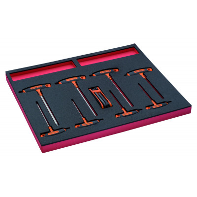 Jeu de tournevis avec manche en T + clés mâles, module mousse 3/3 Fit&Go - 19 pcs - Bahco | FF1A1004