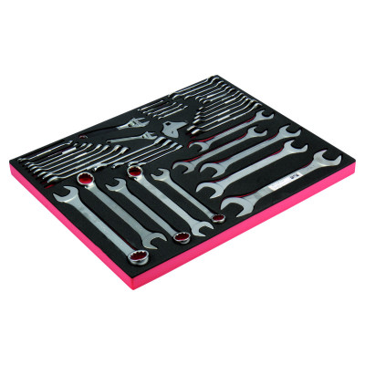 Jeu de clés mixtes impériales et clés à fourche doubles, module mousse 3/3 Fit&Go - 43 pcs - Bahco | FF1A14