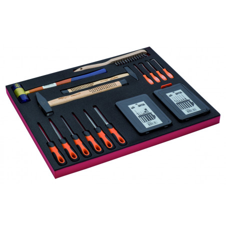 Jeu d'outils de frappe/limes, module mousse 3/3 Fit&Go - 24 pcs - Bahco | FF1A18