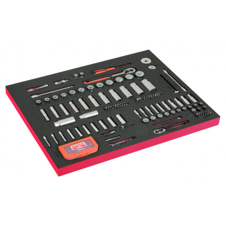Module mousse Fit&Go 3/3 marquage laser, douilles 1/2" & 1/4" & jeu d'embouts - 139 Pcs - Bahco | FF1A195LM