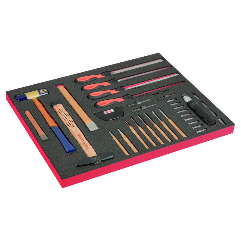 Module mousse Fit&Go 3/3 marquage laser, outils de frappe & limes - 40 Pcs - Bahco | FF1A204LM