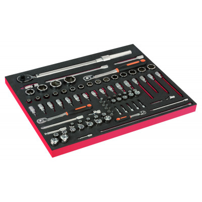 Module mousse Fit&Go 3/3, douilles 1/4" & 3/8" & clé dynamométrique - 85 Pcs - Bahco | FF1A213