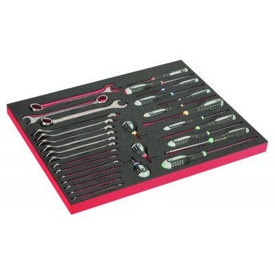 Module mousse Fit&Go 3/3 marquage laser, tournevis ERGO™ & clés mixtes - 31 Pcs - Bahco | FF1A215LM
