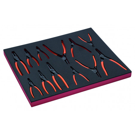 Jeu de pinces à circlips, module mousse 3/3 Fit&Go - 12 pcs - Bahco | FF1A4003