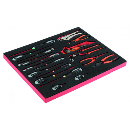 Jeu de pinces/tournevis/embouts, module mousse 3/3 Fit&Go - 19 pcs - Bahco | FF1A5001