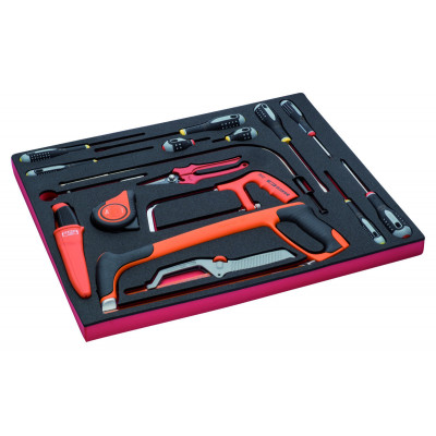 Jeu de tournevis/outils de coupe, module mousse 3/3 Fit&Go - 17 pcs - Bahco | FF1A5021
