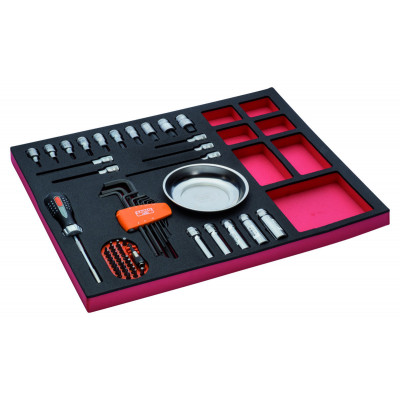 Jeu de tournevis/douilles tournevis, module mousse 3/3 Fit&Go - 62 pcs - Bahco | FF1A5031