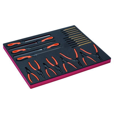 Jeu de limes/pinces/pointeaux, module mousse 3/3 Fit&Go - 23 pcs - Bahco | FF1A51