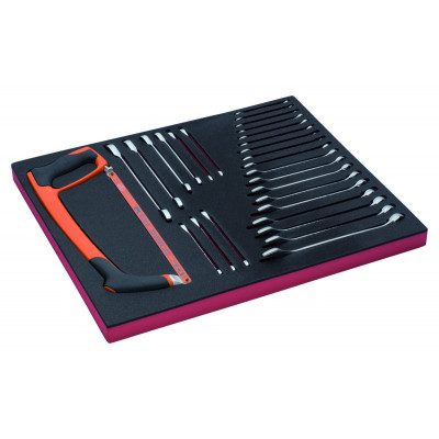 Jeu de clés/scies à métaux, module mousse 3/3 Fit&Go - 28 pcs - Bahco | FF1A65