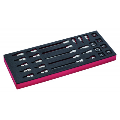 Jeu d’embouts et de douilles tournevis 3/8", module mousse 1/3 Fit&Go - 28 pcs - Bahco | FF1E2105
