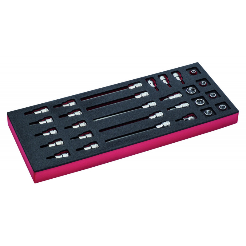 Jeu d’embouts et de douilles tournevis 3/8", module mousse 1/3 Fit&Go - 28 pcs - Bahco | FF1E2105
