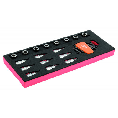 Jeu d’embouts et de douilles tournevis 1/2", module mousse 1/3 Fit&Go - 25 pcs - Bahco | FF1E2207
