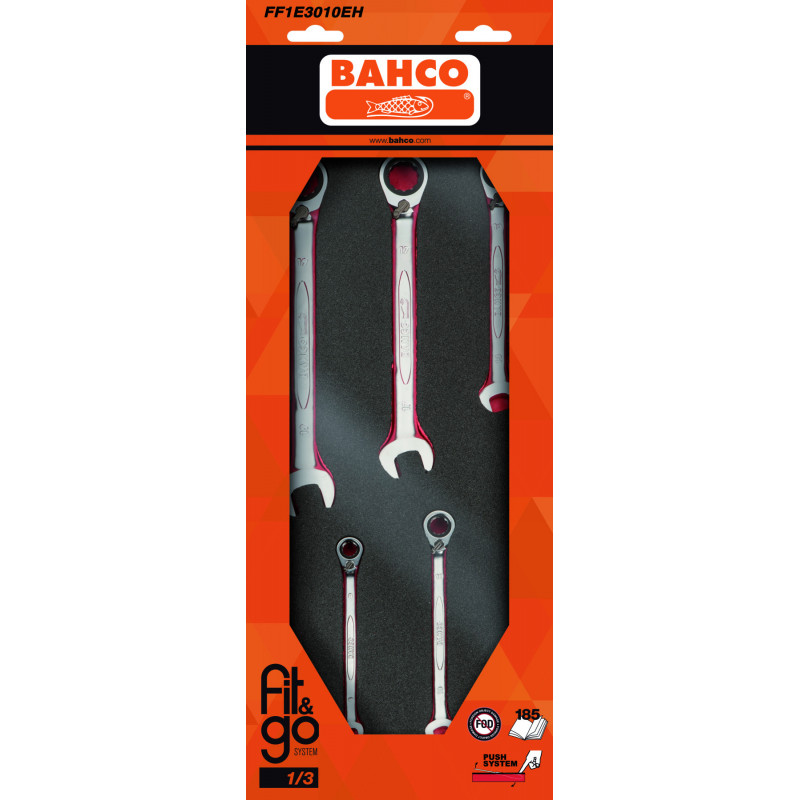 Module mousse Fit&Go 1/3, clés mixtes - 11 Pcs emballage individuel - Bahco | FF1E3009EH