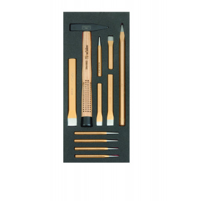 Jeu de marteaux/burins plat/chasse-goupilles, module mousse 1/3 Fit&Go - 11 pcs - Bahco | FF1E5003