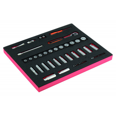 Jeu de douilles standard/longues 3/8", module mousse 2/3 Fit&Go - 34 pcs - Bahco | FF1F2102