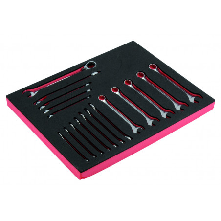 Jeu de clés mixtes, module mousse 2/3 Fit&Go - 17 pcs - Bahco | FF1F3010