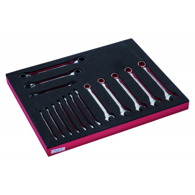 Jeu de clés mixtes et clés polygonales à cliquet échelle métrique, module mousse 2/3 Fit&Go - 13 pcs - Bahco | FF1F3011