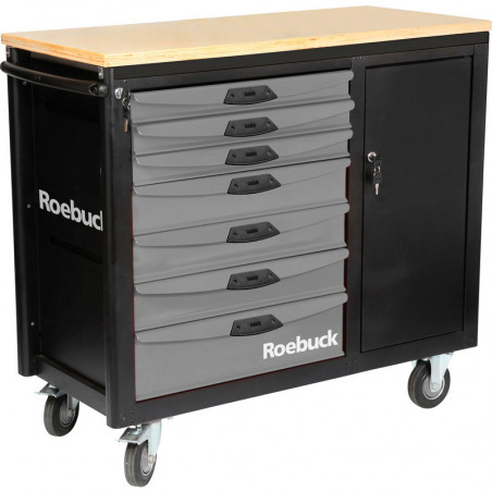 SERVANTE PRENIUM PLATEAU BOIS LARGE 7 TIROIRS + 1 PORTE - ROEBUCK | 867984
