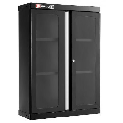 JLS3 MEUBLE HAUT SIMPLE A 2 PORTES VITREES NOIR - JETline - Facom France | JLS3-MHSPVBS
