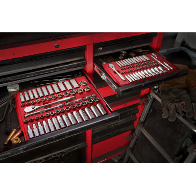 SET DE DOUILLES ET CLÉS A CLIQUET 1/4 MÉTRIQUE & IMPÉRALE 50 PCS  - Blister - Milwaukee | 4932464944