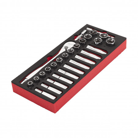 MODULE MOUSSE DOUILLE ET CLIQUET 1/2" 28 PCS - Blister - Milwaukee | 4932479826