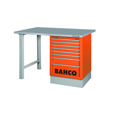 Établi avec plan de travail en acier inoxydable à usage intensif, tiroirs latéraux et 2 pieds - Bahco | 1495K6CBKWB15TS