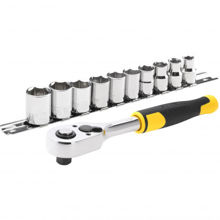 CLIQUET 72 DENTS – 3/8’’ + 10 DOUILLES – 11 PCS - STANLEY | STMT82670-0