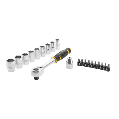 CLIQUET 120 DENTS ½’’ FATMAX + 9 DOUILLES + 10 EMBOUTS + PORTE-EMBOUT – 21 PCS - STANLEY | FMMT82681-0