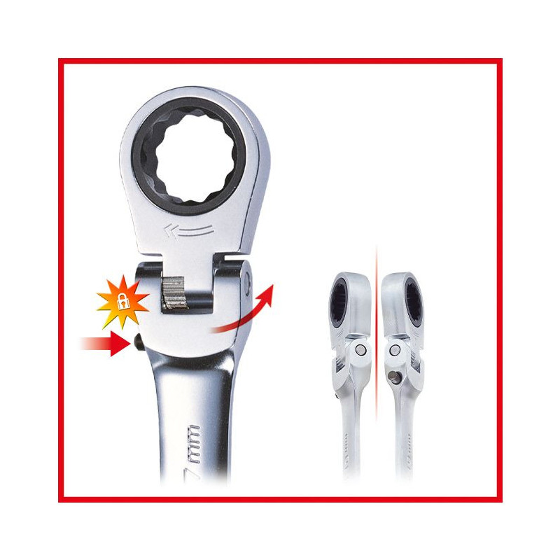 Clé mixte à cliquet à tête inclinable à verrouillage GEARplus®, 13 mm - KSTools | 503.4813