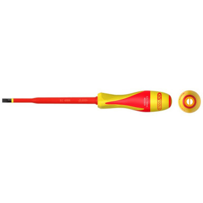 Tournevis fente bi-matière isolé 1000V - 6,5 x 150mm pour borniers électriques - KSTools | 922.6223