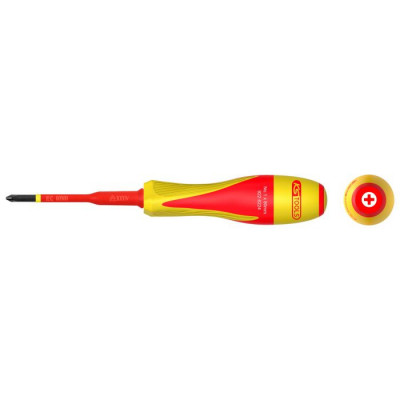 Tournevis PHILLIPS® bi-matière isolé 1000V, PH1 pour borniers électriques - KSTools | 922.6224